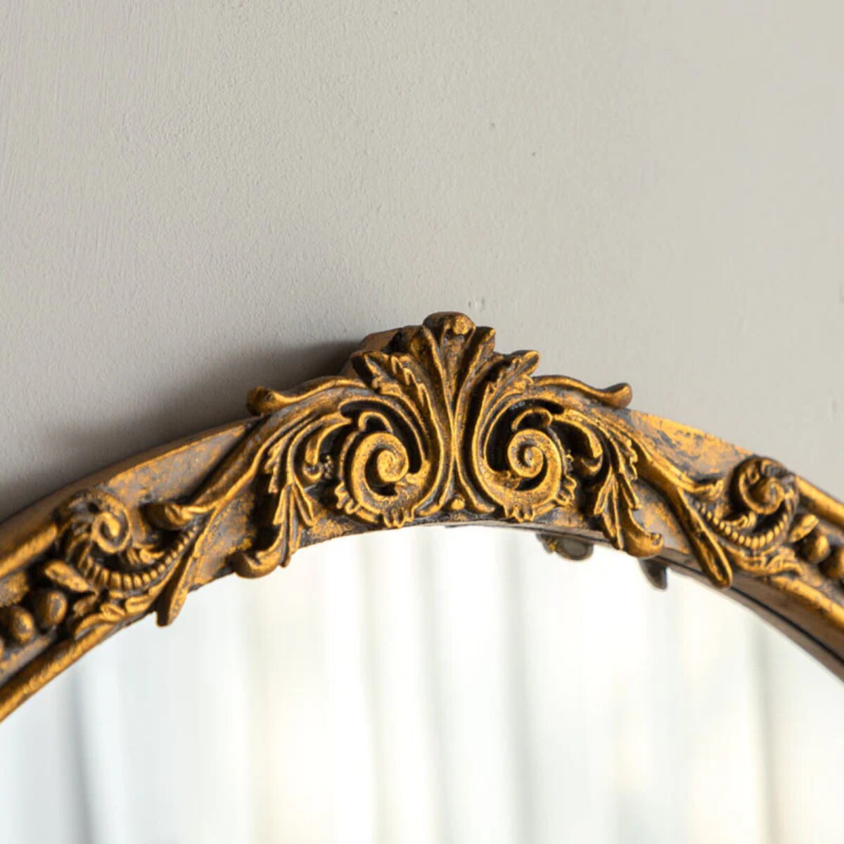 Vintage Oval Wall Mirror Gold Wooden Frame Decorative Home Accent