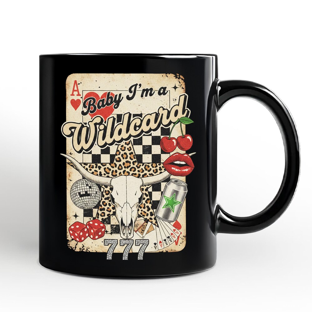 Wildcard Cowgirl Mug, Vintage Western Collage Leopard Skull Gift