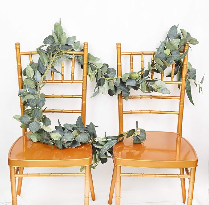 6.2 Feet Eucalyptus Garland Artificial Silk Eucalyptus Leaves Vines Handmade Garland Greenery Wedding Home Backdrop Arch Wall Decor