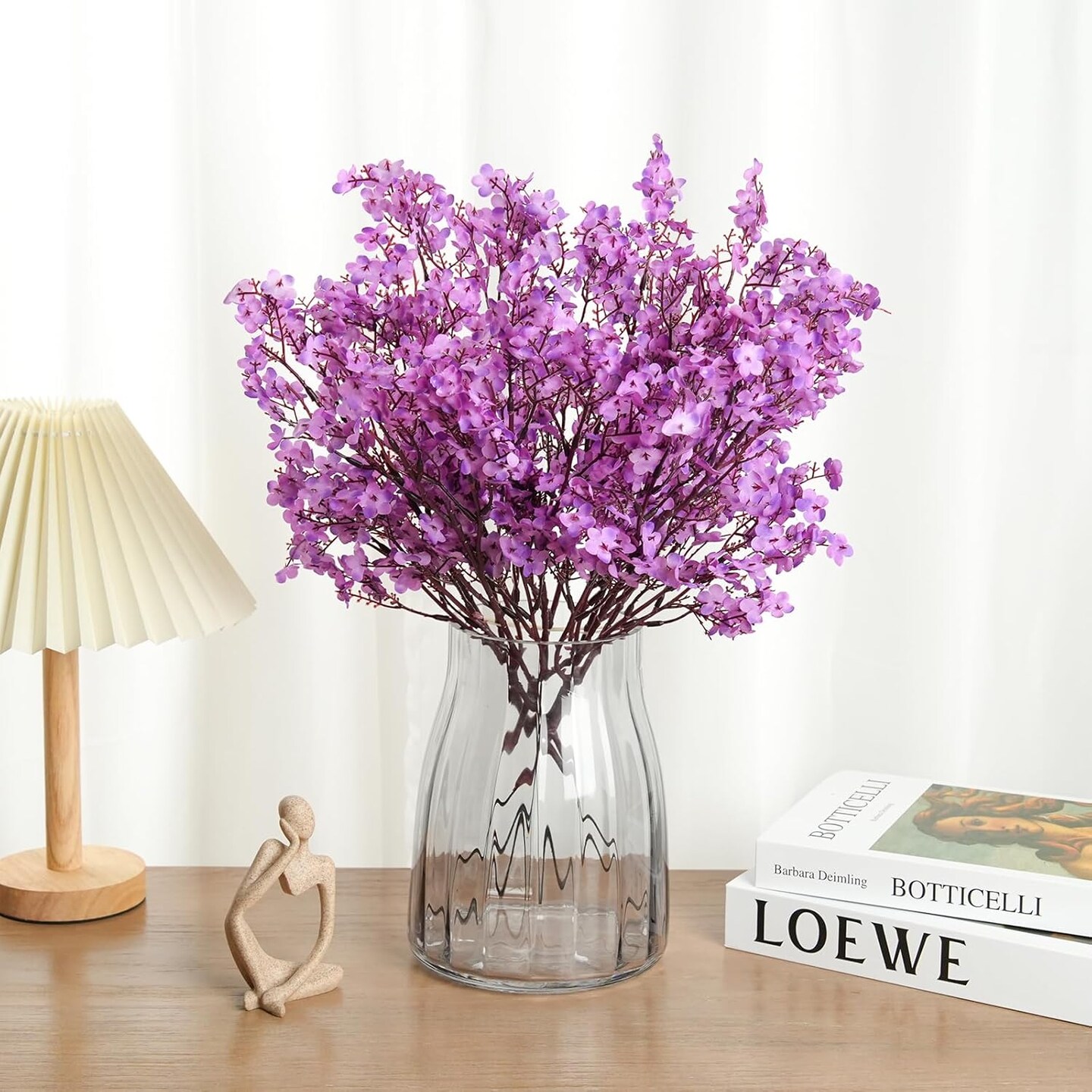 Babys Breath Artificial Flowers, 8 Bundles Real Touch Purple Fake Flowers Spring Plants Decor Silk Flower Bulk for Vase Home Wedding Indoor Outdoor Table Party Decorations