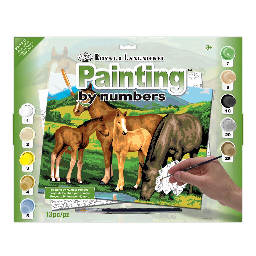 PJL13 | Painting by numbers&#x2122; 13pc 11.25&#x22; x 15.375&#x22; Horses &#x26; Foals Painting Project