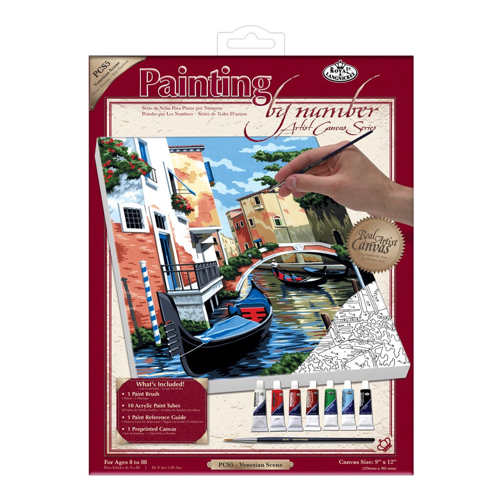 PCS5 | Painting by numbers™ 10pc 9" x 12" Venetian Scene Canvas Painting Project