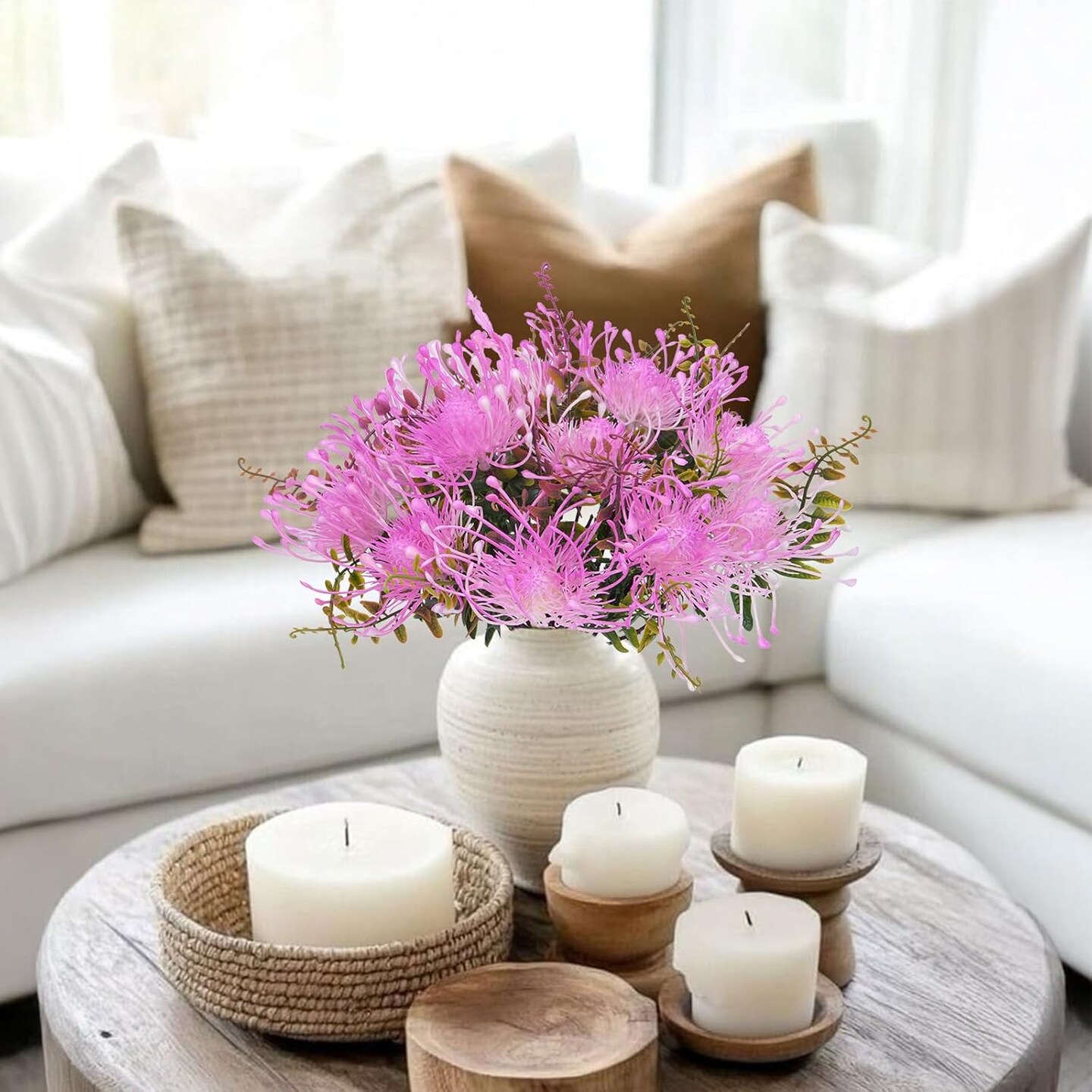 3pcs Plastic Flowers Purple Flowers Artificial Fake Mums Chrysanthemum Purple Centerpieces for Table Home Bathroom Table Centerpieces Ourdoor Decor