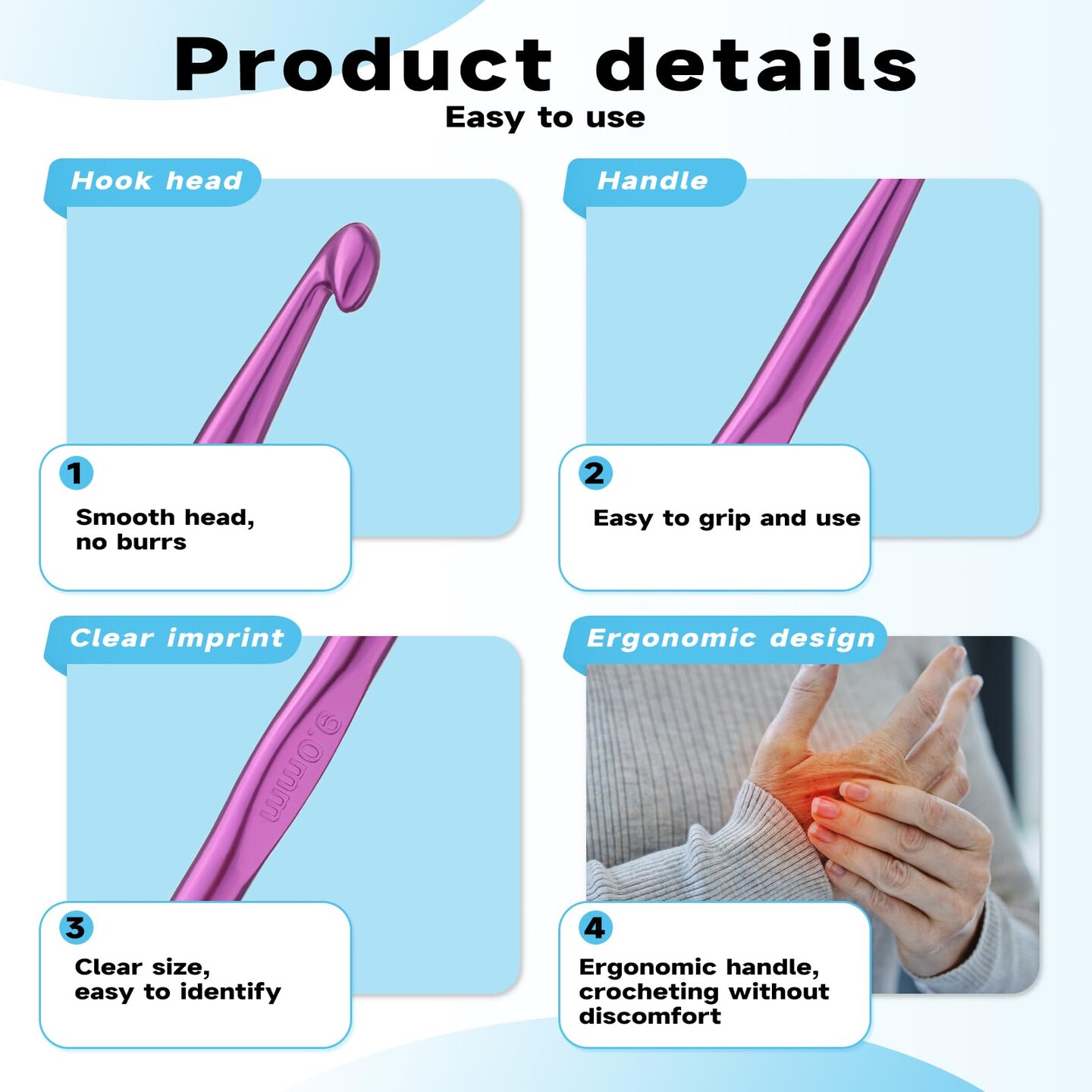 35 Pcs Crochet Hooks Set, Coloured Aluminum Ergonomic Handle Crochet Knitting Needles Craft Yarn for Beginners and Experienced Crochet Hook