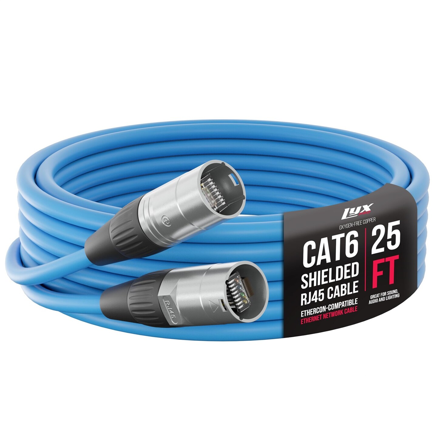 LyxPro 25 Feet Shielded CAT6 Ethercon Cable, Male to Male, Pro Audio ...