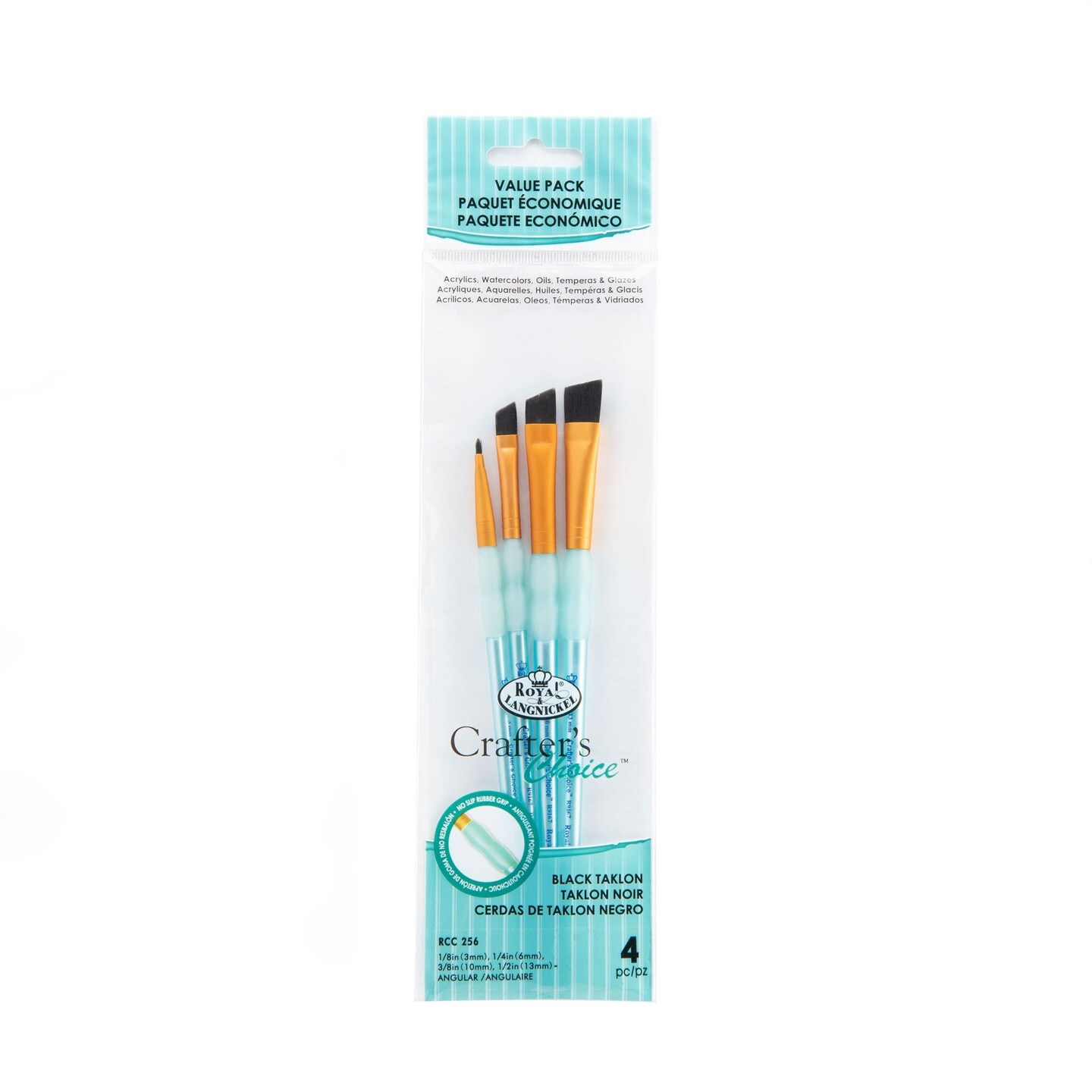 RCC 256 | Crafter's Choice™ 4pc Black Taklon Angular Brush Set