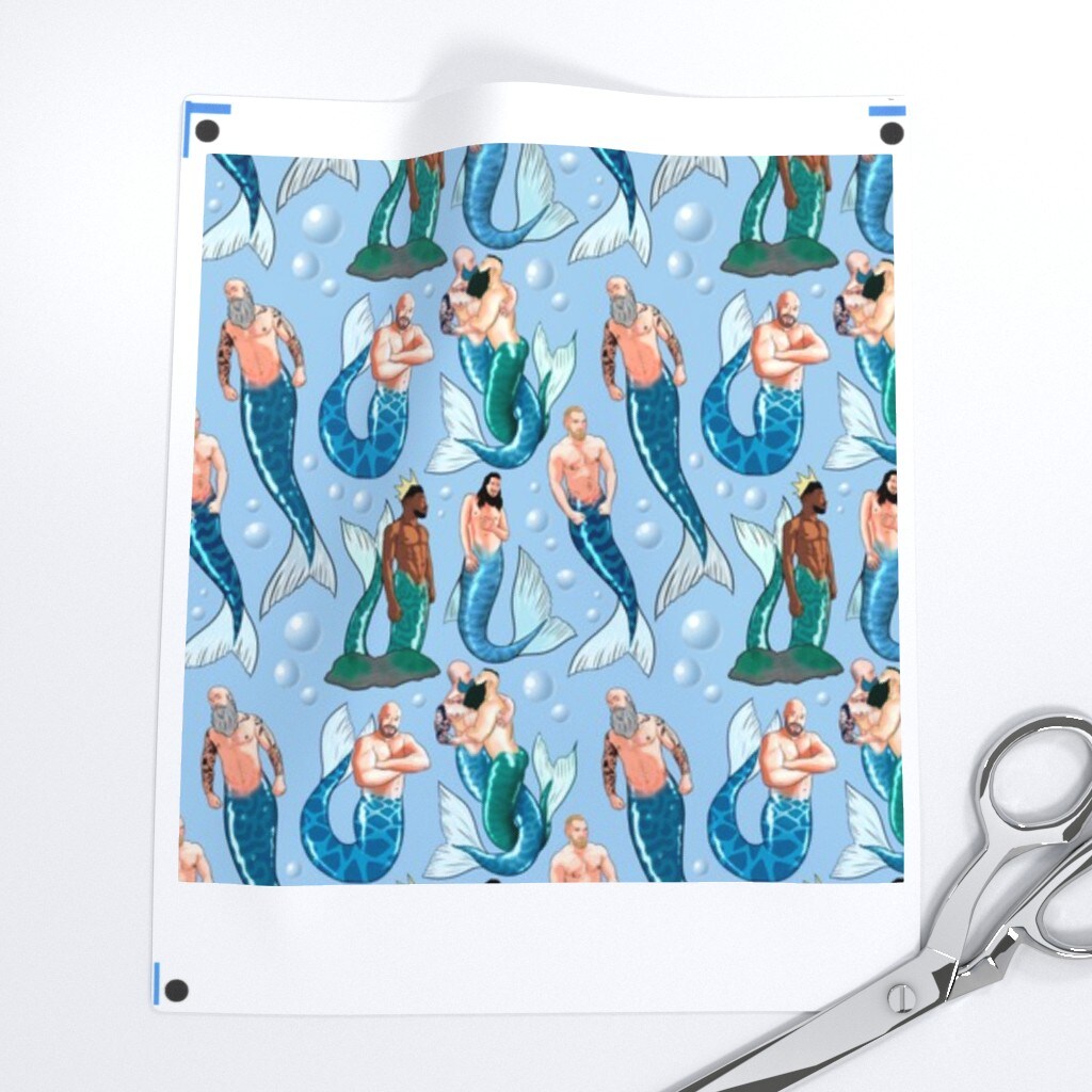 Merman Custom Blue Sea Ocean Mermaid Lgbtq Mythical Gay Merman Mermen Small Scale ...