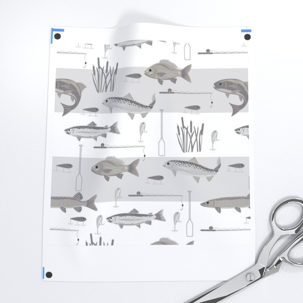 fabric with fishing lures Wilmington Prints Gone Collection Fishing Cotton 21764 – Good's Store Online New! 