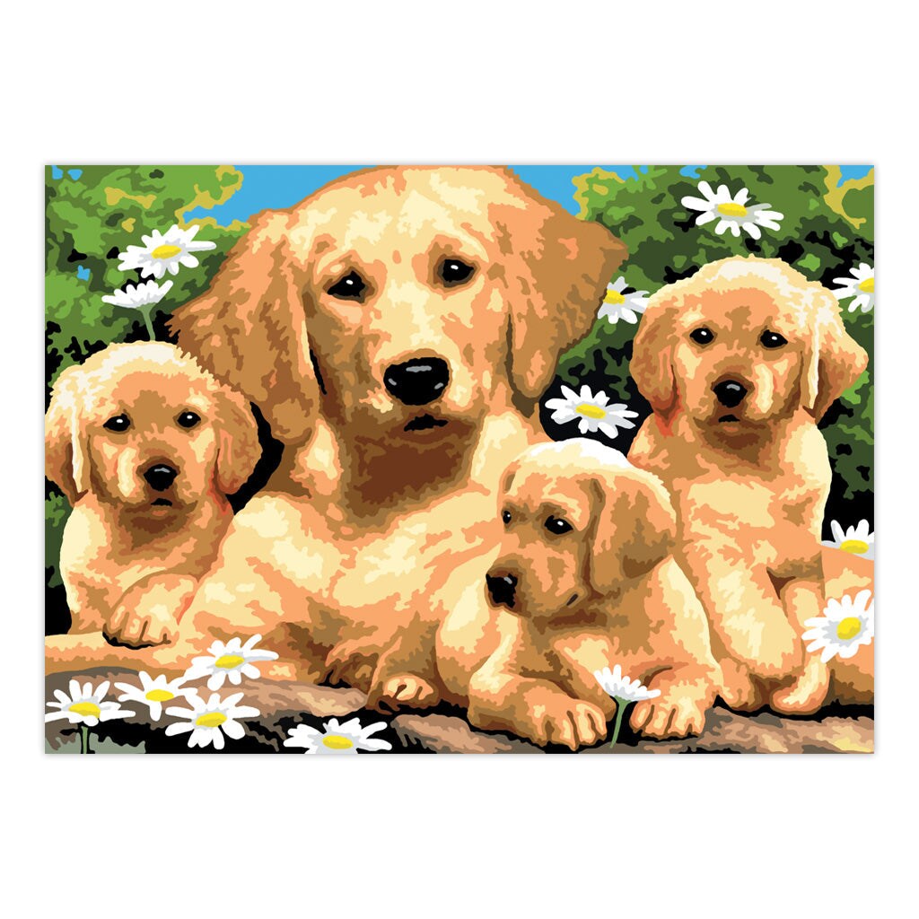 PJL12 | Painting by numbers&#x2122; 13pc 11.25&#x22; x 15.375&#x22; Golden Retriever Puppies Painting Project