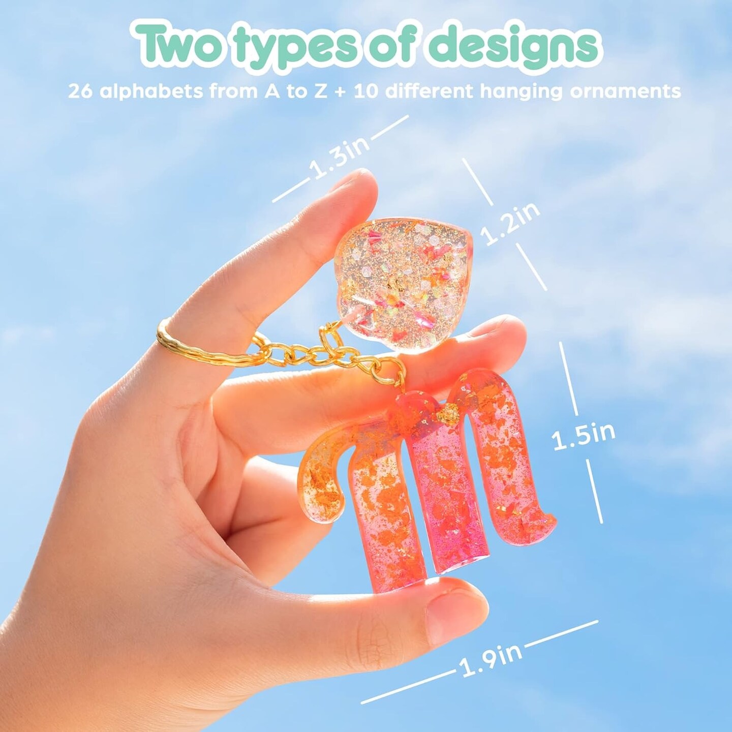 182 Pcs Fancy Alphabet Resin Mold Kit Silicone Letter Keychain Molds with Drill Key Rings and Screw Pins