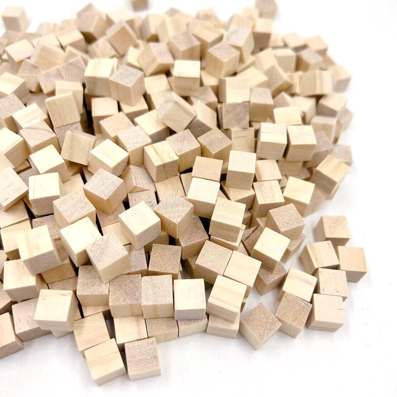 Wood Blocks for Crafts, Unfinished Wood Cubes, 1cm Natural Wooden Blocks