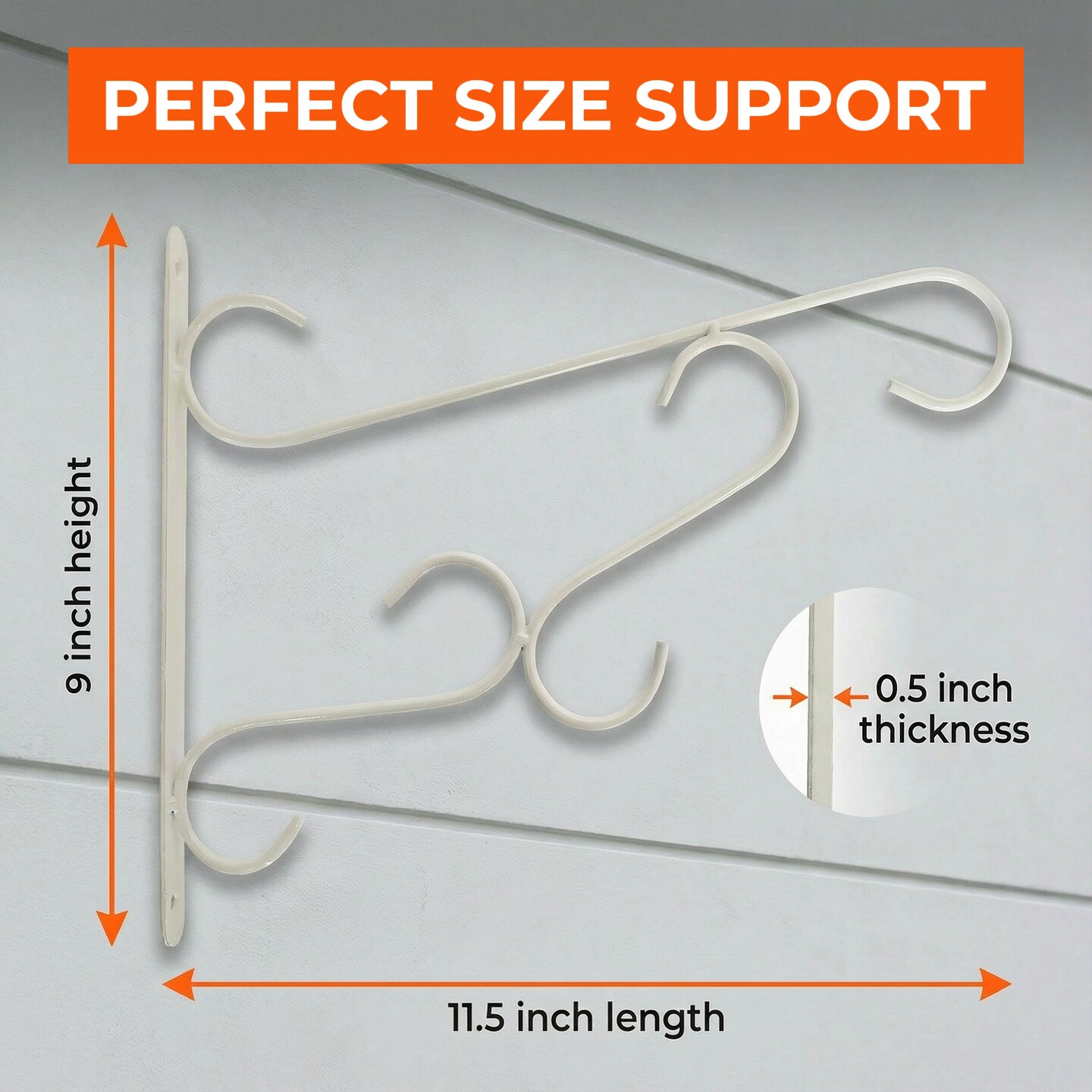Scroll-Design Metal Wall Bracket for Hanging Accessories and Flowerpots for Indoor & Outdoor Use