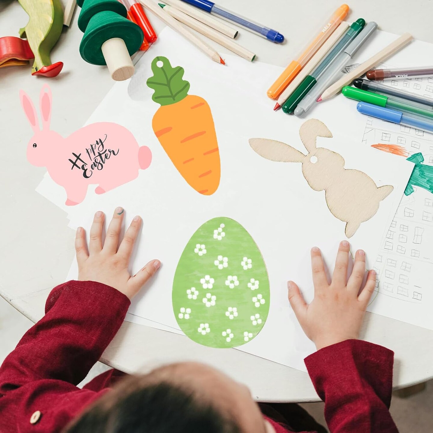 20Pcs Wooden Bunny Easter Crafts to Paint Easter Decoration