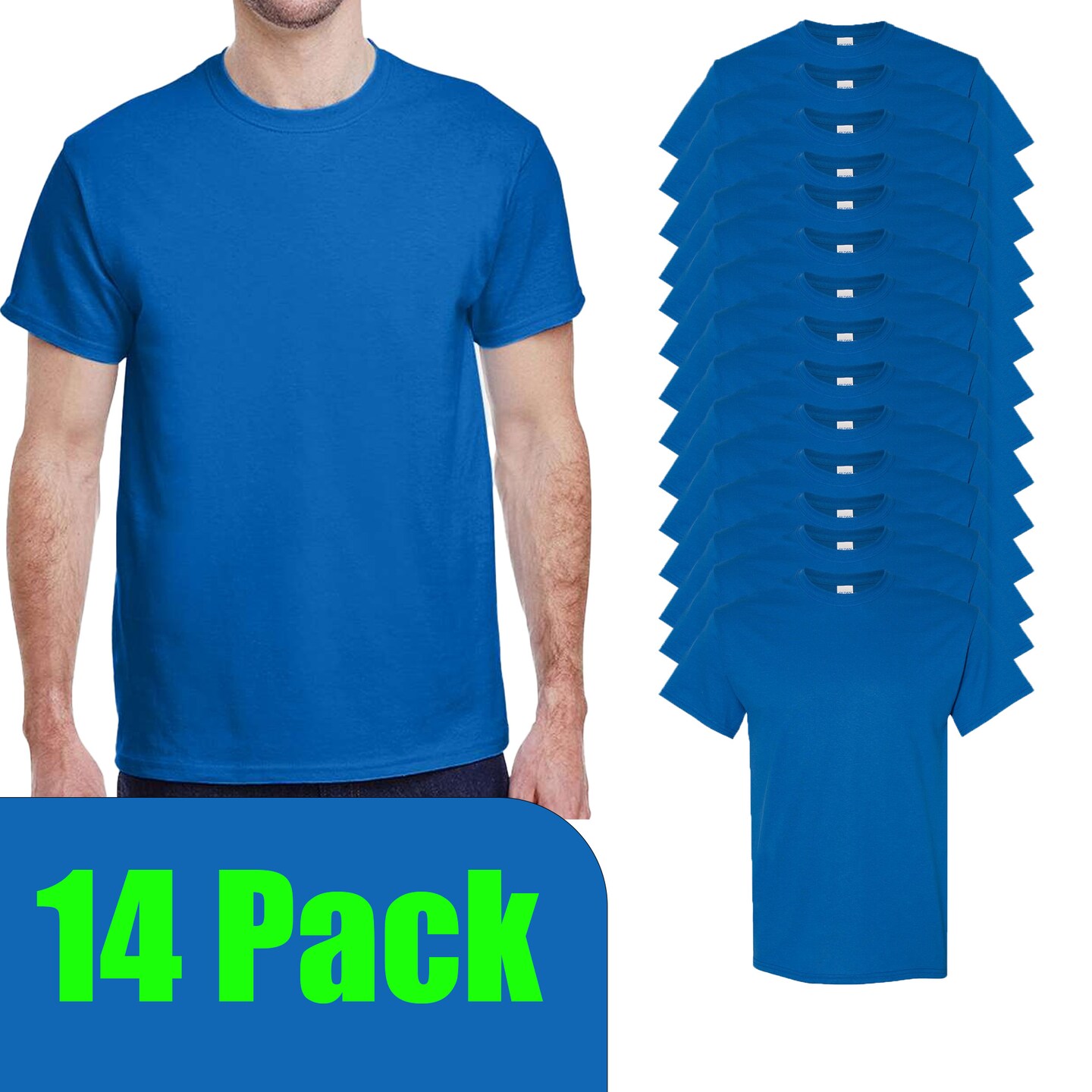 Gildan Unisex Neon Blue Crewneck T-Shirt Blanks for Crafting, Printing & Design Projects