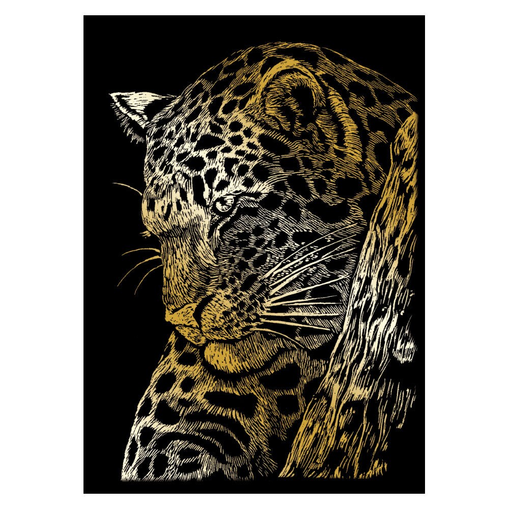 GOLMIN-103 | Engraving Art™ 5" x 7" Leopard in Tree Gold Foil Project
