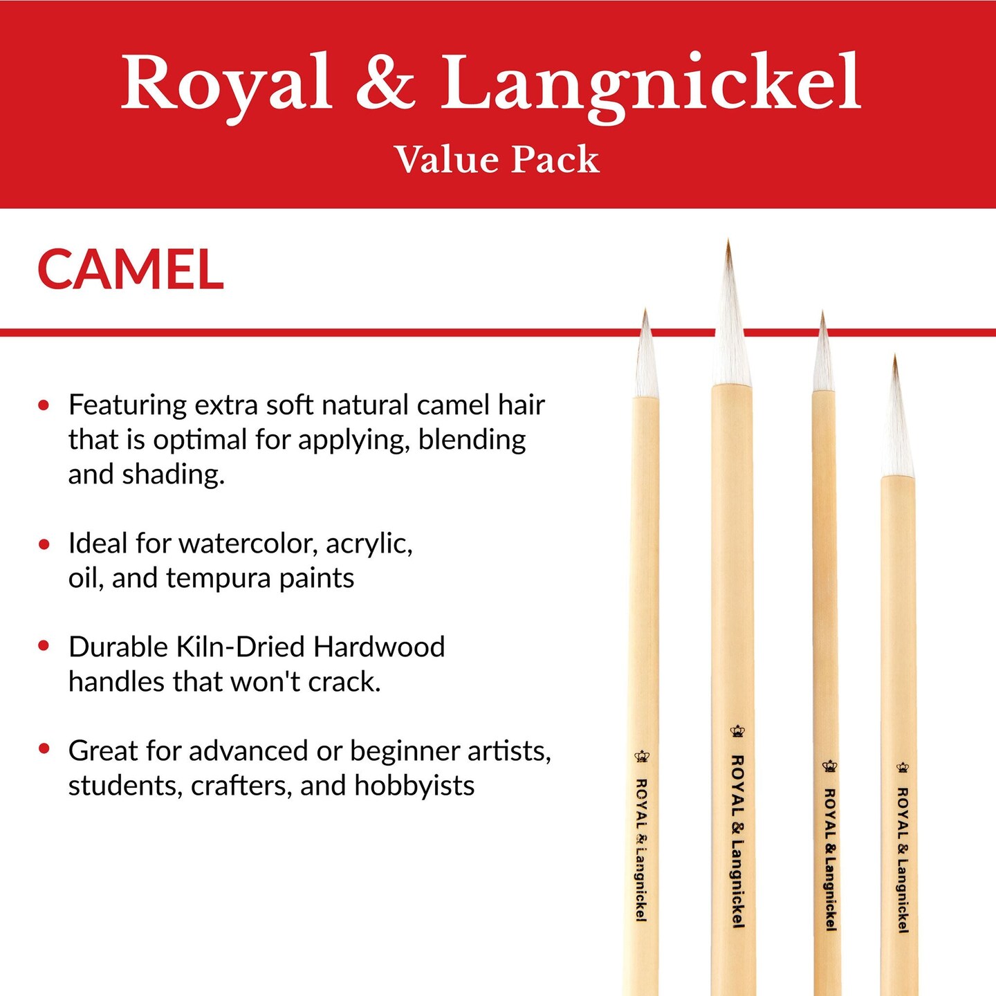 RSET-9150 | 3pc White Camel Hair Bamboo Brush Set
