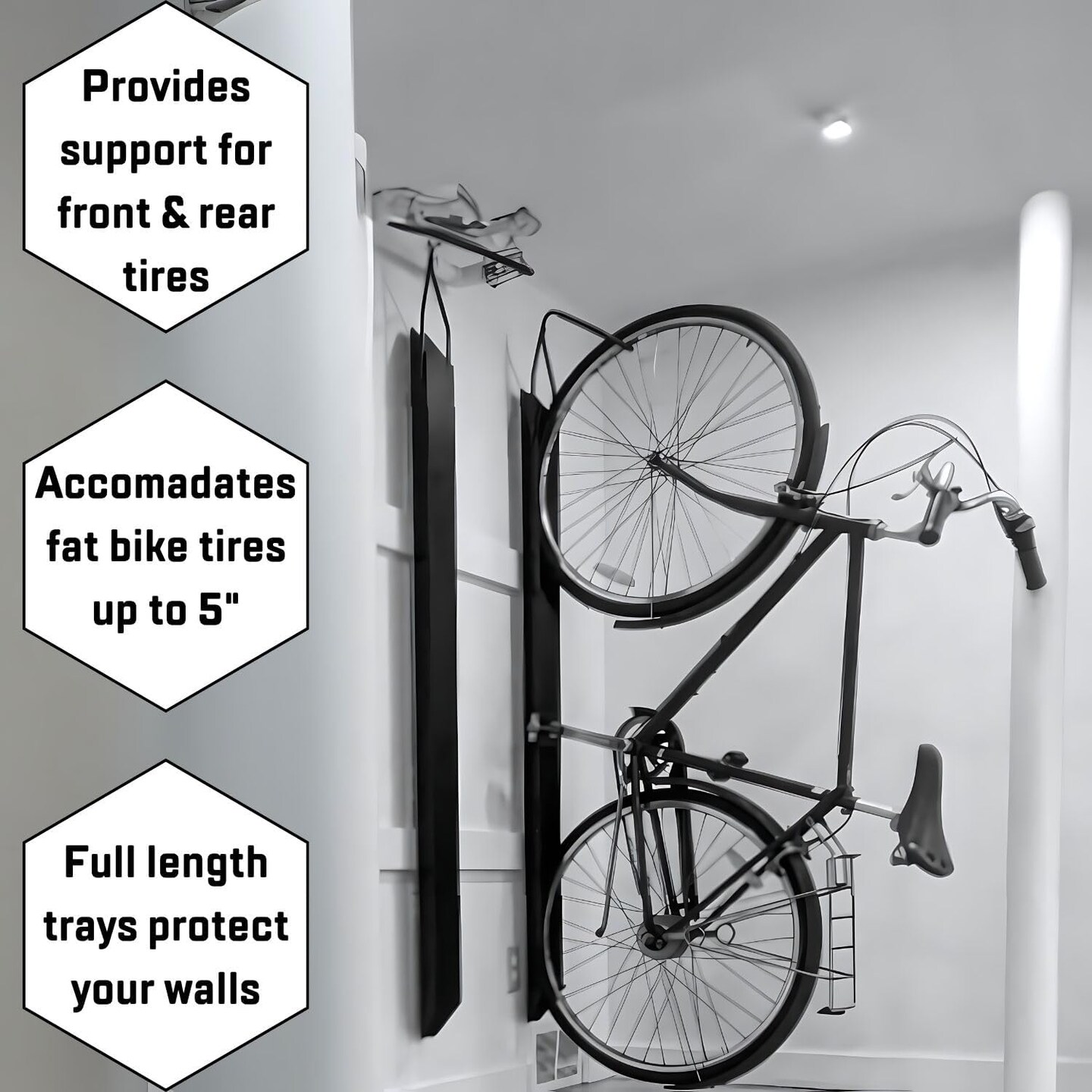 Saris Bike Trac Vertical Bike Rack - Industrial Strength Garage Storage with Full Length Tray