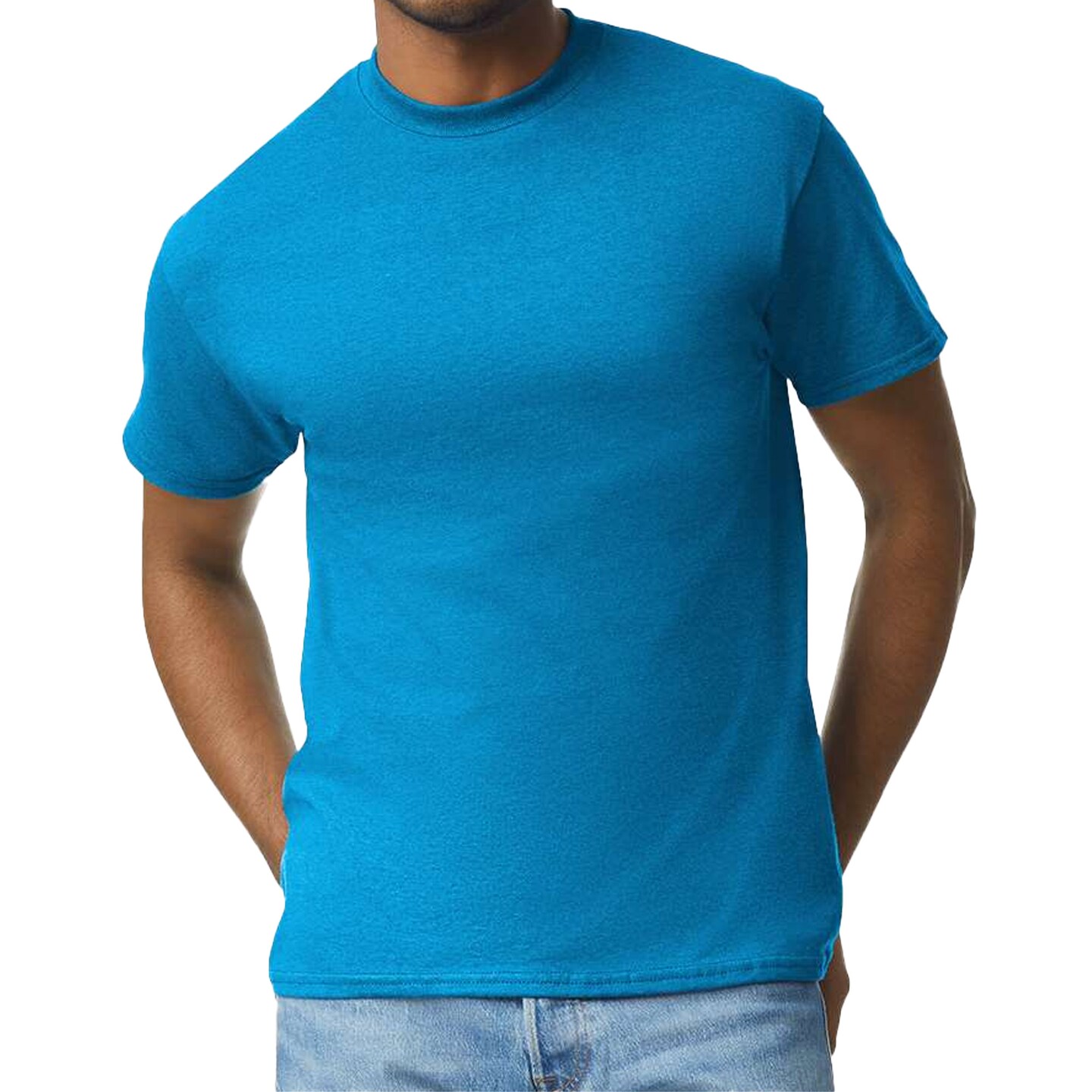 Gildan Men's Ultra Cotton Short Sleeve T-Shirt Craft Bundle for DIY Printing, Sapphire, 3–15 Pack