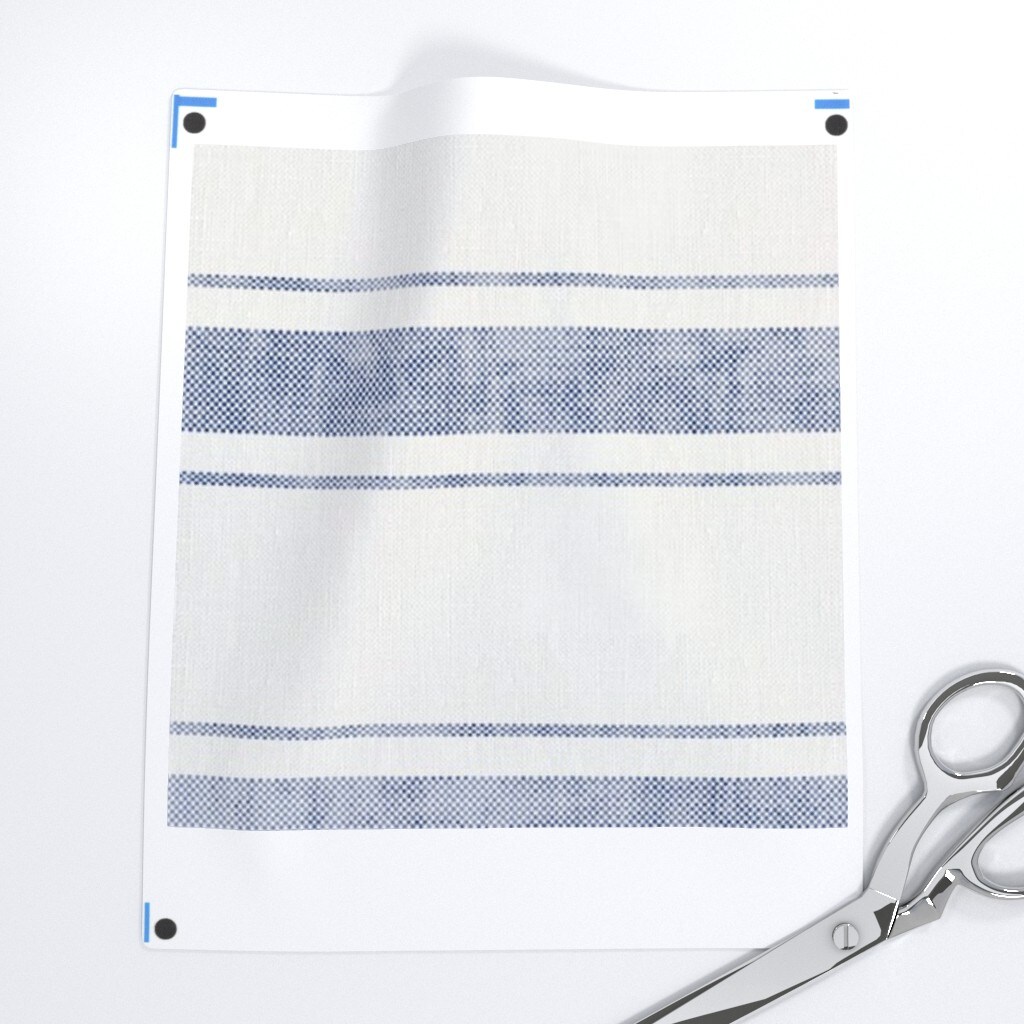 Bold Stripe Rotated Blue Horizontal Line Custom Printed Fabric by Spoonflower Various Fabrics by the Yard or Fat Quarter