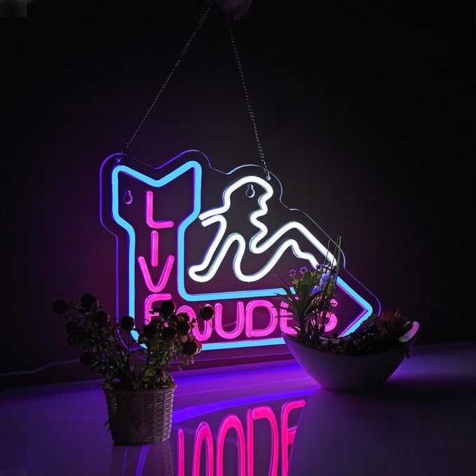 Live Neon Sign for Wall Décor Girls LED Batchroom Changing Room Restroom Neon Signs with Dimmer Light Decor
