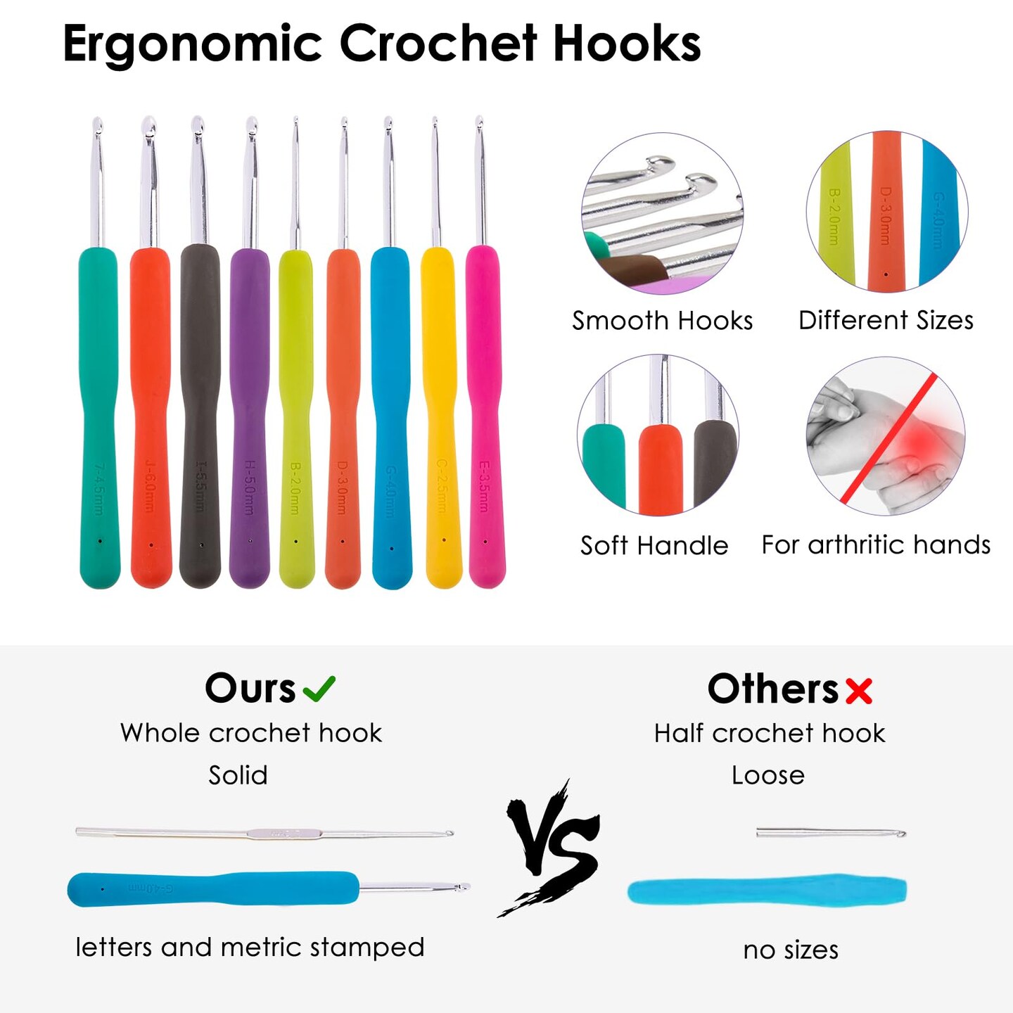 82Pcs Crochet Hook Set with Storage Case - Stand Up Crochet Hook Case with 20 Size Crochet Hooks & needles, Crochet Accessories - Crochet Needles Set for Crochet Lovers, Crochet Kit for Beginners