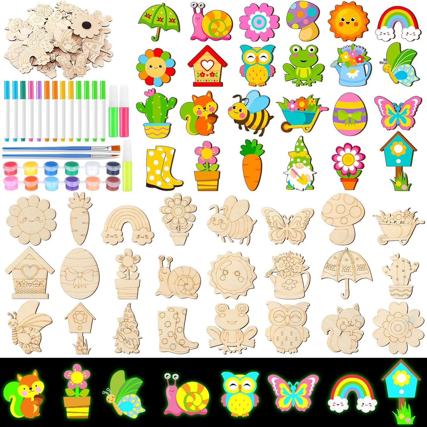 24 Pcs Easter Spring DIY Wooden Magnets