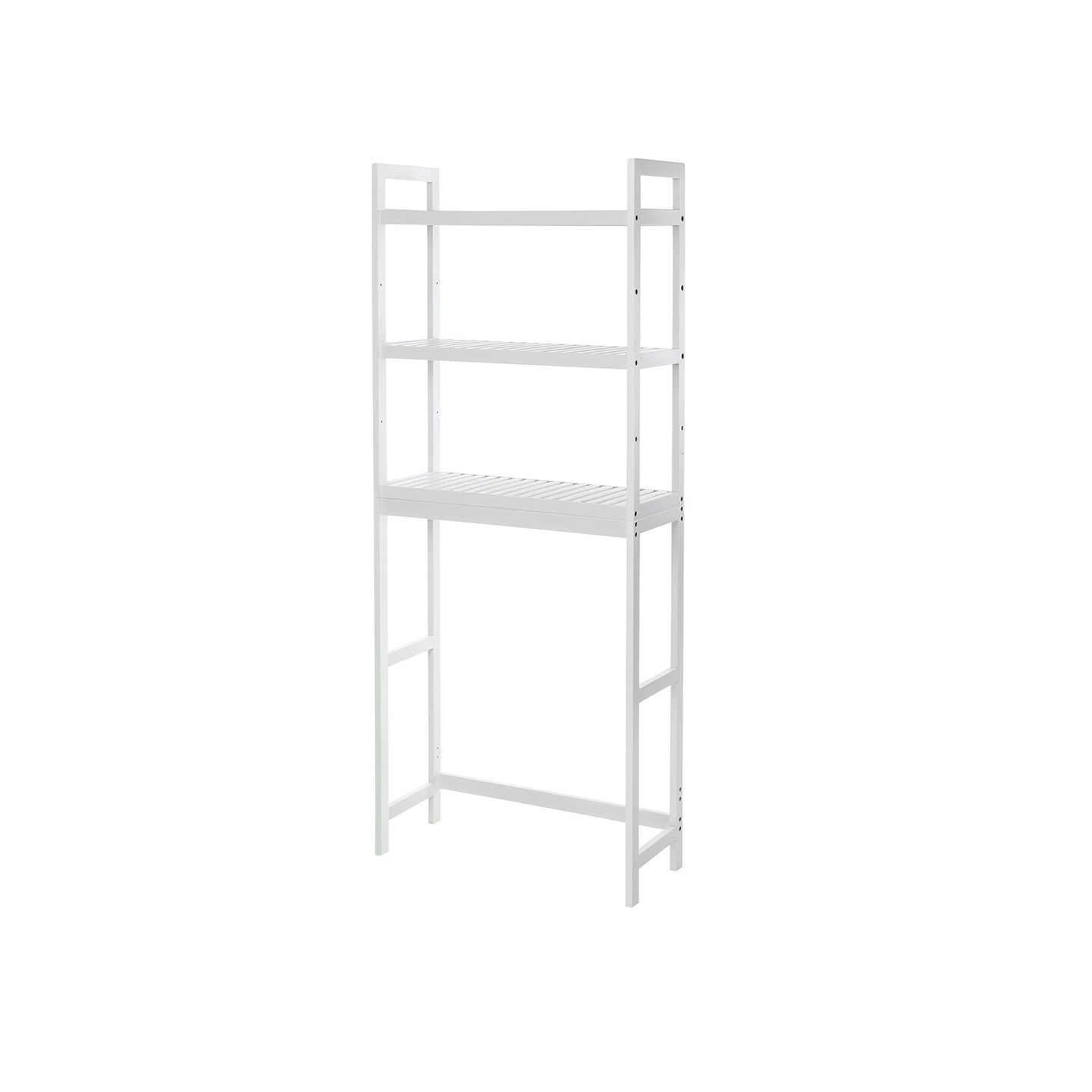 Bathroom Over Toilet Storage Rack 3 Tier Bamboo Organizer with Adjustable Shelf, Hooks and Tissue Holder for Efficient Bathroom Storage