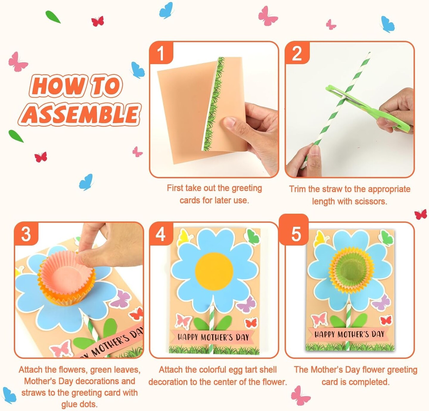 24-Set Mother’s Day Flower Card Craft Kit – DIY Greeting Cards with Flower Designs for Home Art Projects and Handmade Mother’s Day Gifts