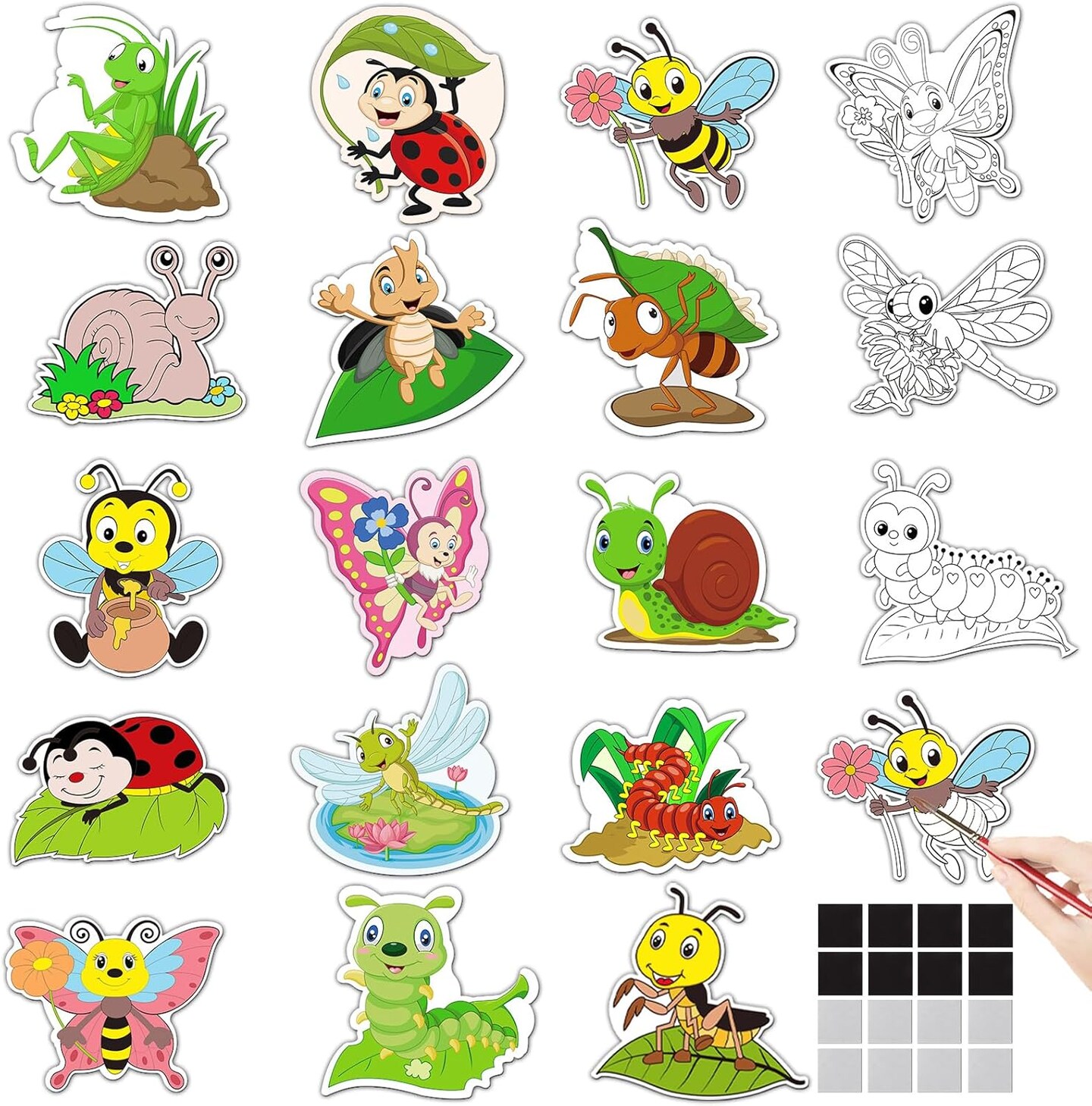 36 Pcs 18 Styles Spring Insect Magnets Crafts Color Your Own Bug Magnets DIY Spring Crafts Butterfly Ant Decoration for Home Refrigerator Car Decor Party Door Supplies