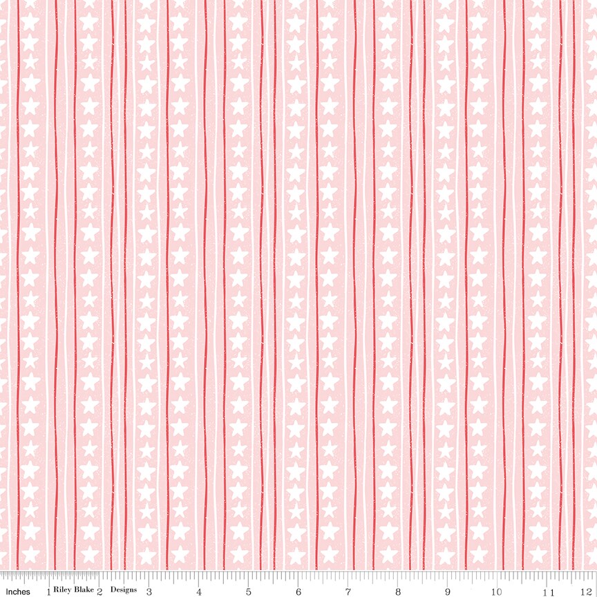 Stars And Stripes in Pink (c17584-pink) | Firework Fields | Gracey Larson | Riley Blake
