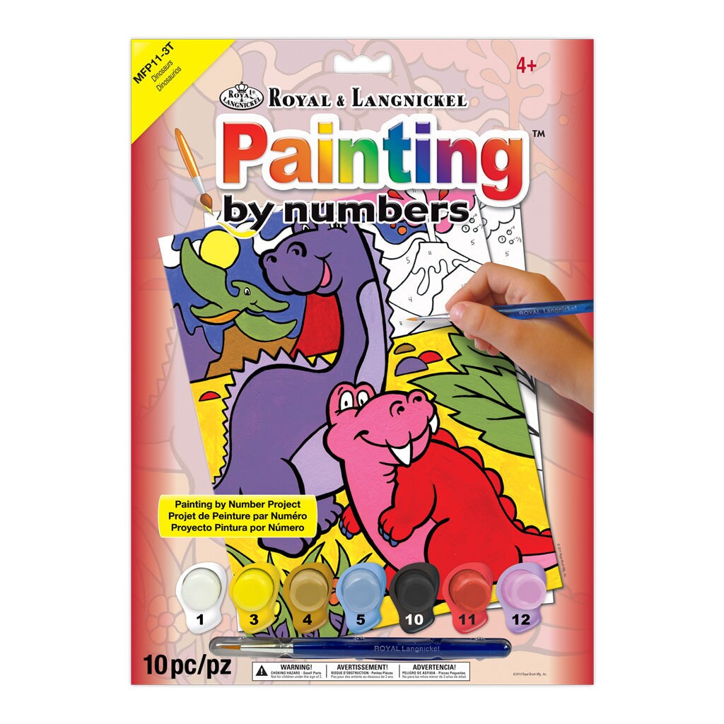 MFP11 | Painting by numbers&#x2122; Children&#x27;s 10pc 8.75&#x22; x 11.75&#x22; Dinosaurs Painting Project
