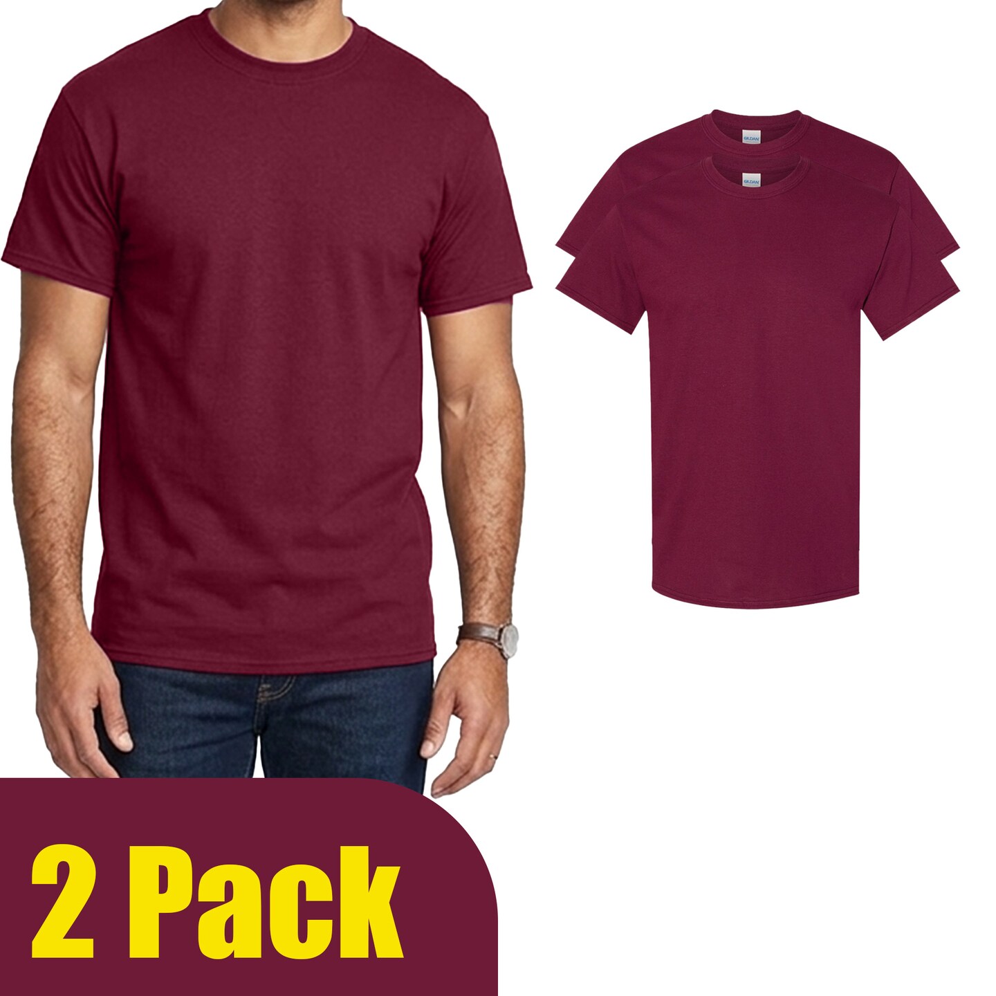 Gildan Maroon Cotton T-Shirt Blanks for Creative Projects, Vinyl Design, Screen Printing & Personalization