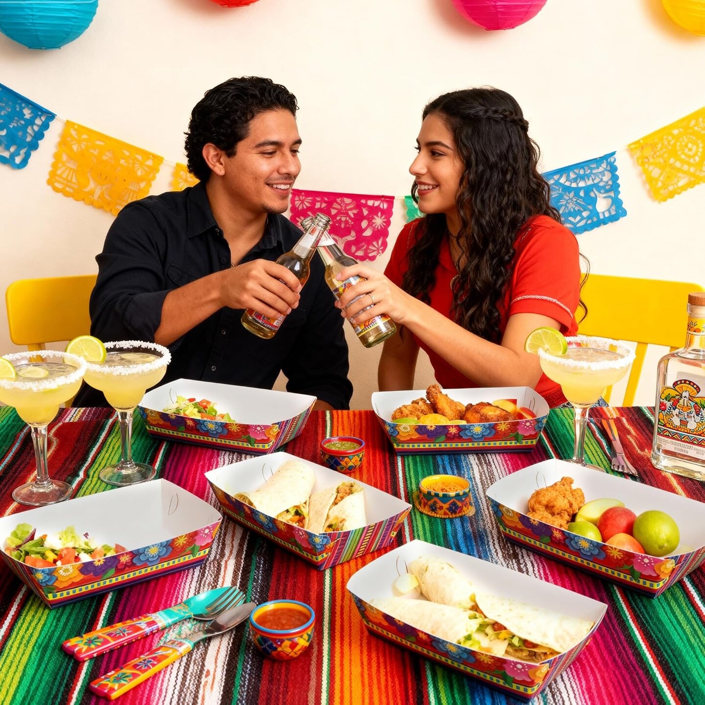 40 Pcs Mexican Nacho Trays – Disposable Taco Paper Plates – Fiesta Party Food Containers for Snacks, Candy, Hot Dogs & Cinco de Mayo Celebrations – Mexican Theme Birthday & Party Supplies – Perfect for Mother's Day Card Making Displays