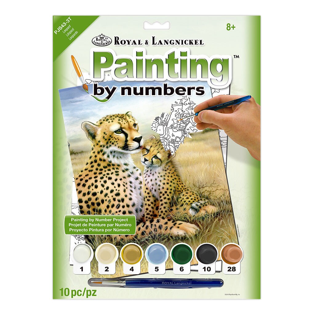 PJS43 | Painting by numbers&#x2122; 10pc 8.75&#x22; x 11.375&#x22; Leopard Painting Project