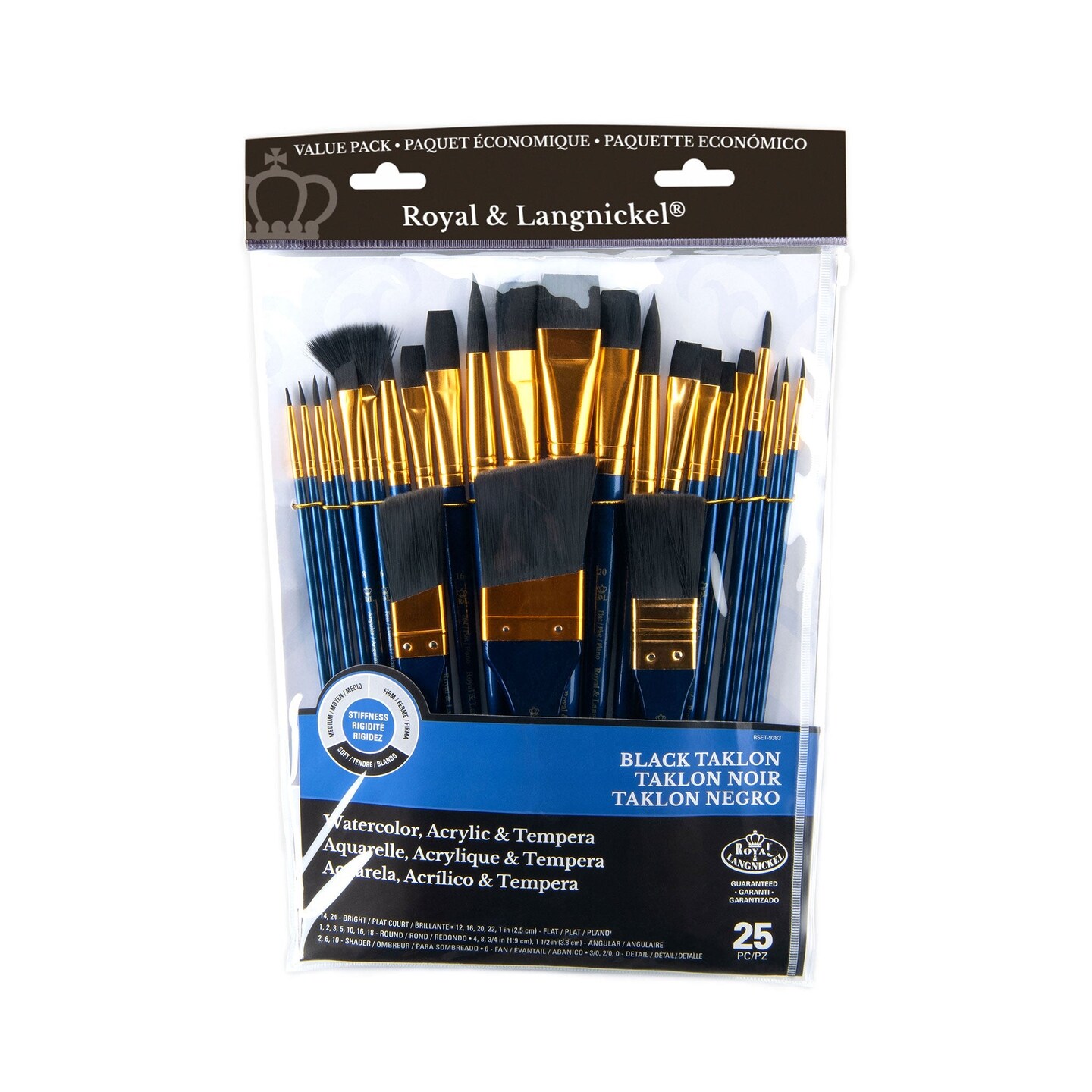RSET-9383 | 25pc Black Taklon Variety Brush Set