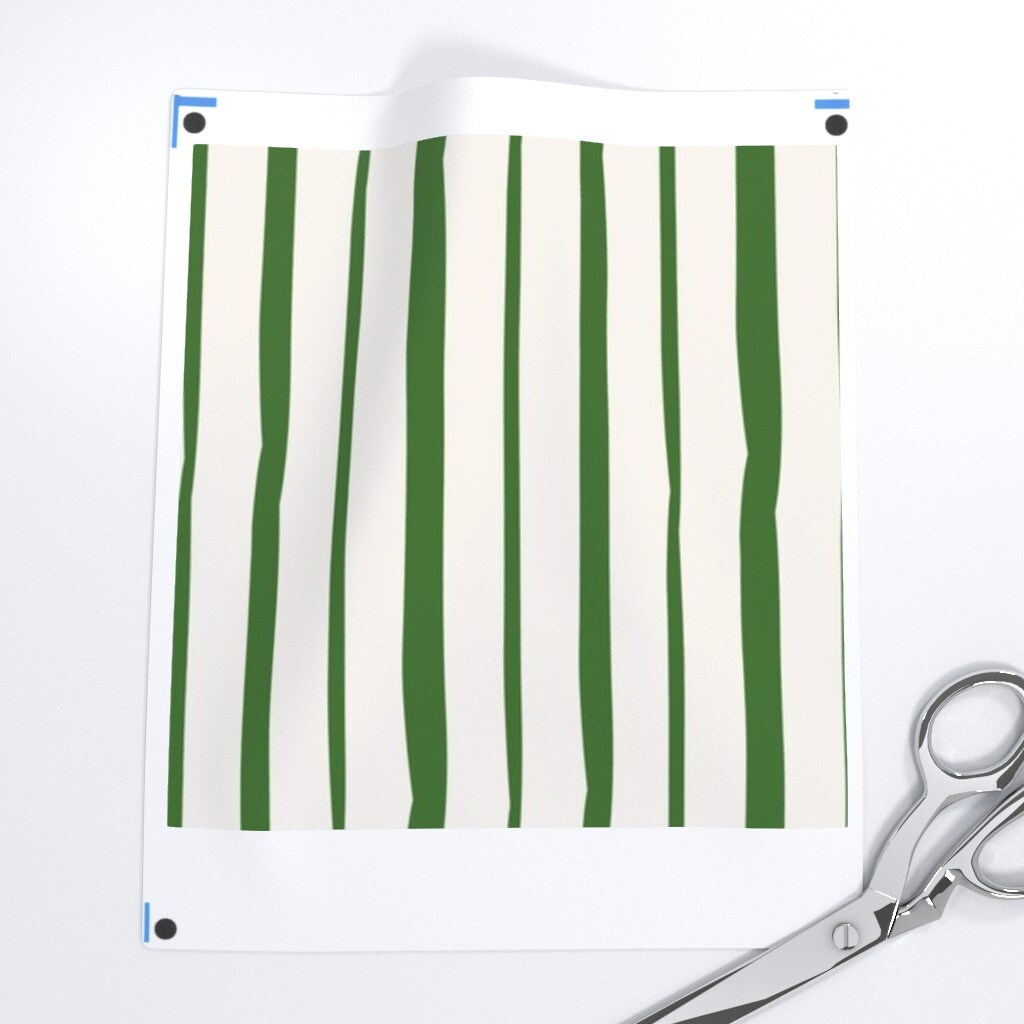 Green Stripe Cream Simple Hand Drawn Lines Cottagecore Country Farmhouse Custom Printed Fabric by Spoonflower Various Fabrics by the Yard or Fat Quarter