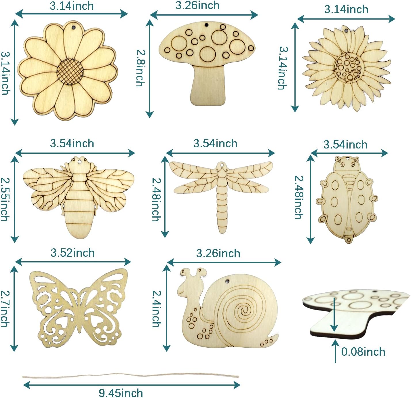 80 PCS Unfinished Wooden Cutouts
