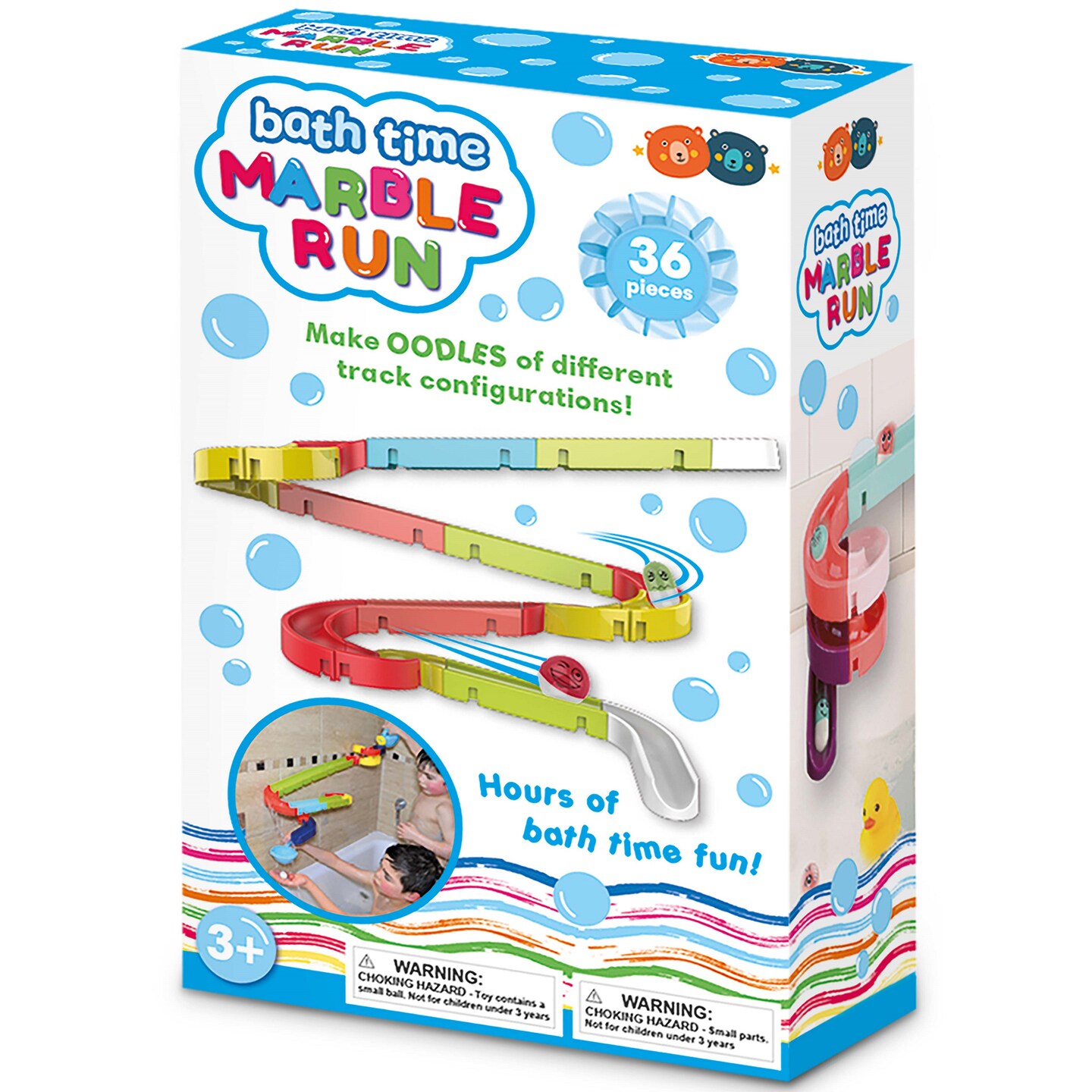Buddy & Barney: Bath Time Marble Run - 36pc Set, Different Sized & Colored Pieces, Build A Track & Race The Special Balls Down, Water Toy, Kids Age 3+