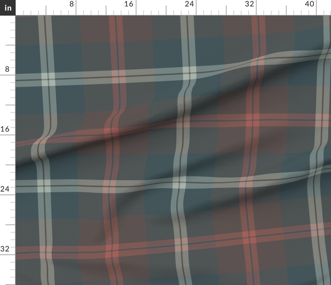 Vintage Plaid Academia Library Masculine Heritage Muted Plaid Cabincore Lodge Masculine Tartan Large Scale Lines Shapes Squares Custom Printed Fabric by Spoonflower Various Fabrics by the Yard or Fat Quarter 21037833