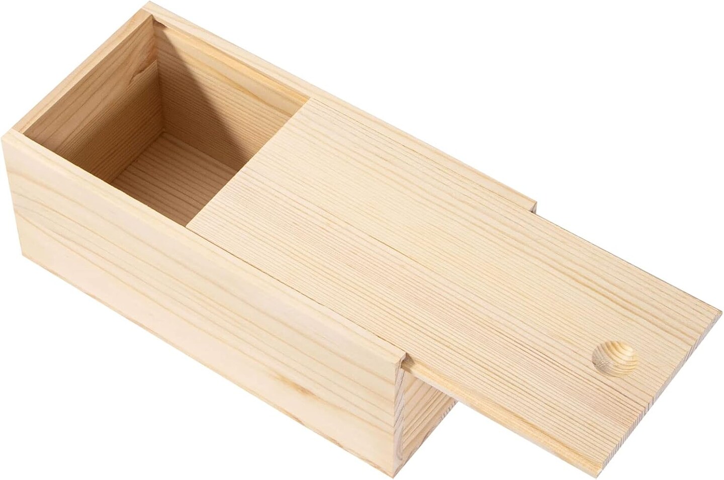 Unfinished Wooden Storage Box with Sliding Lid, 7.8&#x27;&#x27; x 3.9&#x27;&#x27; x 3.1&#x27;&#x27; Keepsake Box, Rustic Wood Gift Boxes for Art Hobbies, DIY Lovers, Desk Organizers and Christmas Decorations