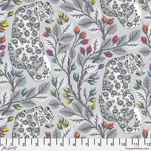 Fabric FreeSpirit Tula Pink Fog Beautymark Graywork by the Quarter Yard PWTP257.FOG