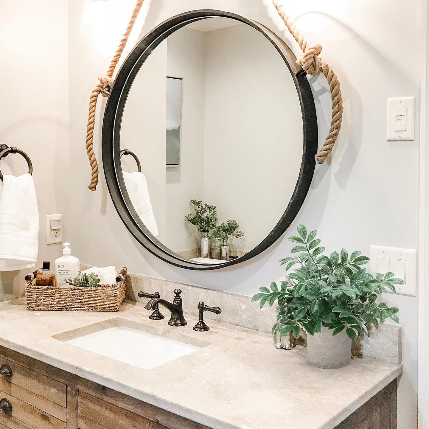 2 Pack Mini Artificial Herb Potted Plants – Faux Eucalyptus Greenery in Gray Pots for Mother’s Day Card Making, Home Bathroom, Farmhouse & Desk Decor