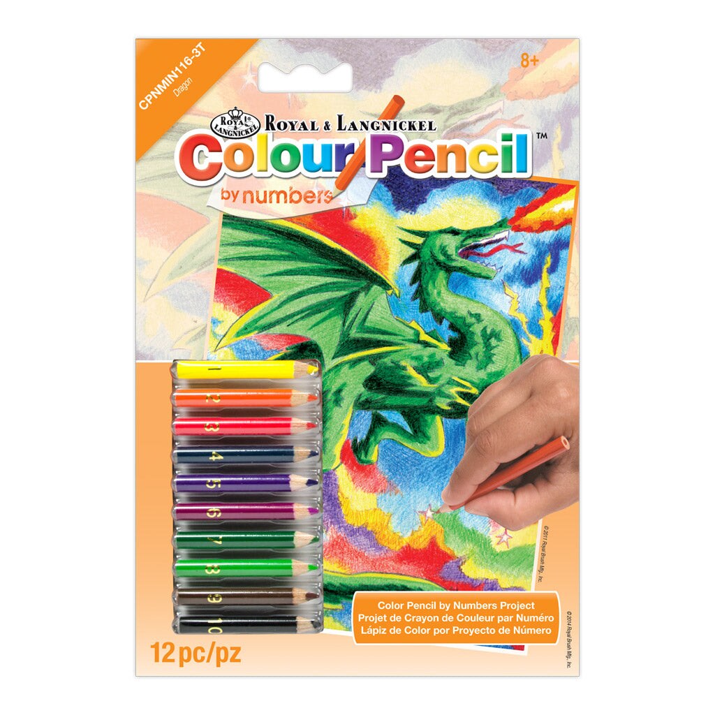 CPNMIN-116 | Colour Pencil by numbers&#x2122; 12pc 5&#x22; x 7&#x22; Dragon Project