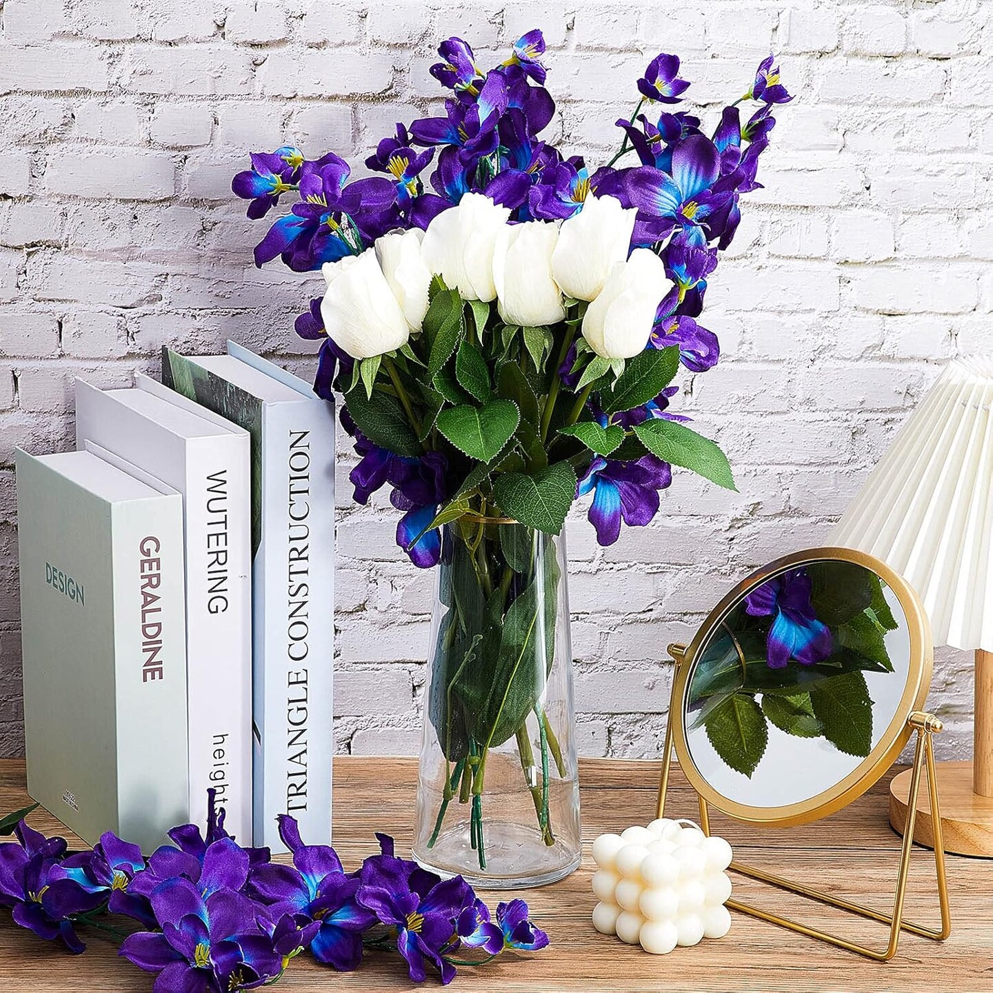 8 Pieces 27 Inches Artificial Purple Blue Orchid Faux Flowers Purple Orchids Silk Flowers for Wedding Dinning Home Restaurant Decoration Bridal Bouquet Corsage Boutonniere Wreath Decor