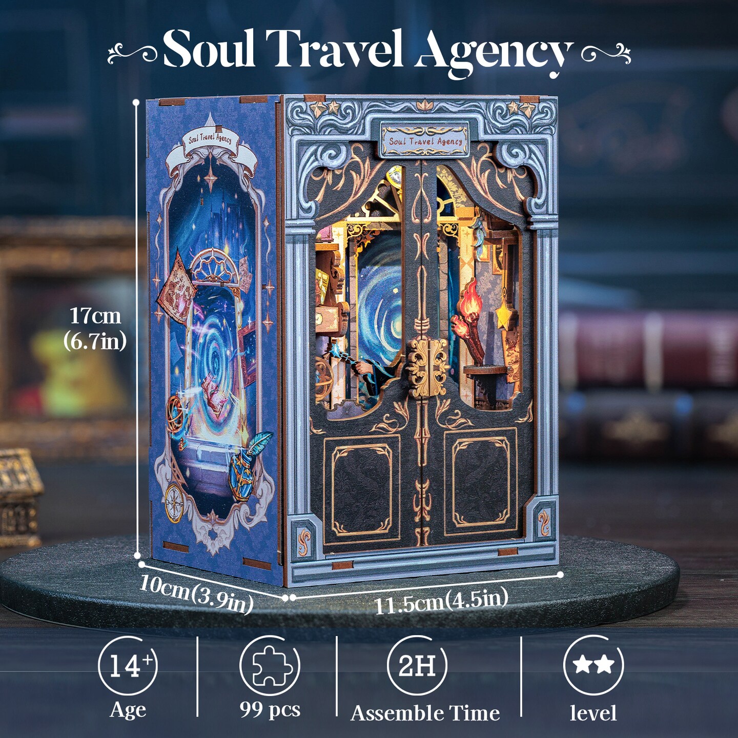 CUTEBEE Book Nook Kit Soul Travel Agency DIY Miniature House Shelf Insert Decor Diorama Kit