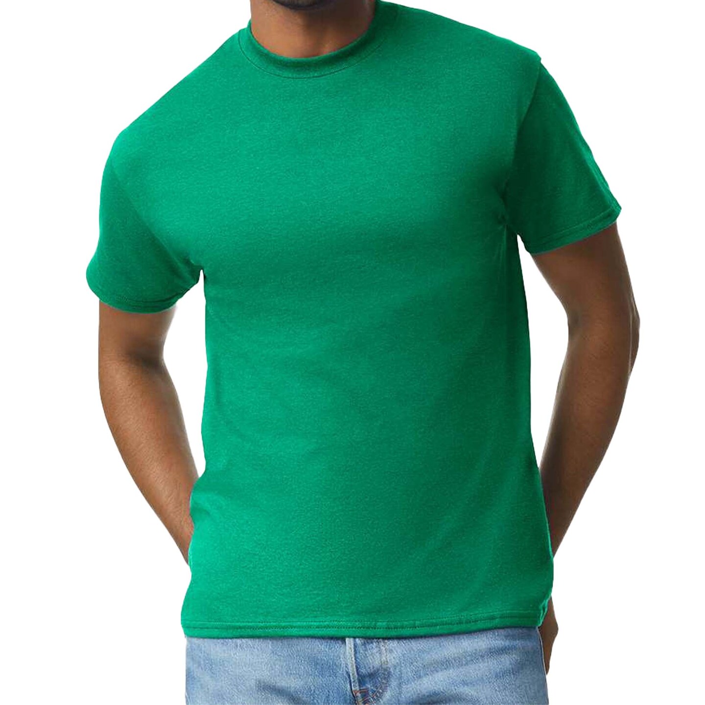Gildan Men's Ultra Cotton Blank T-Shirt for Vinyl & HTV Projects, Kelly Crewneck Classic Fit Tee S-5XL