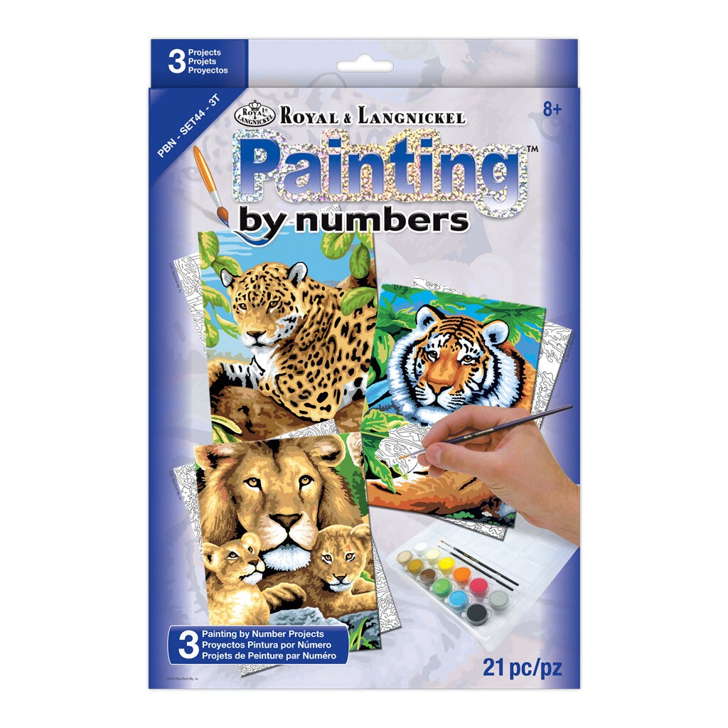PBN-SET44 | Painting by numbers&#x2122; 21pc 8.75&#x22; x 11.75&#x22; Jungle Cats Painting Project 3-Pack