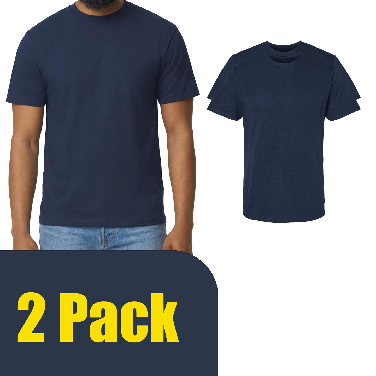 Adult's Gildan Softstyle Midweight Cotton T-Shirt - 65000, Navy Crewneck Craft Shirt