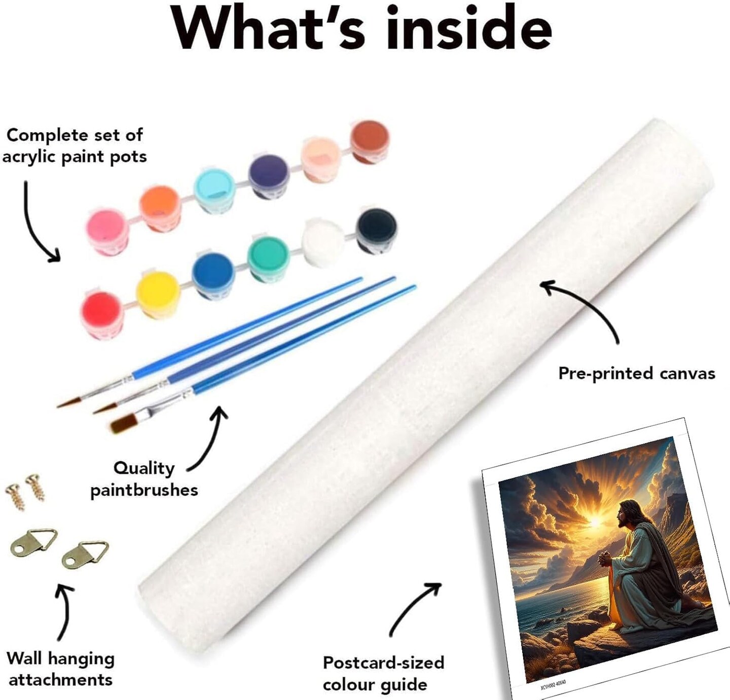 Paint By Numbers Jesus Prayer Kit for Adults Beginners – 16x16 Inch DIY Christian Acrylic Canvas Painting Set, Easy Religious Wall Art Kit for Home Decor & Gift