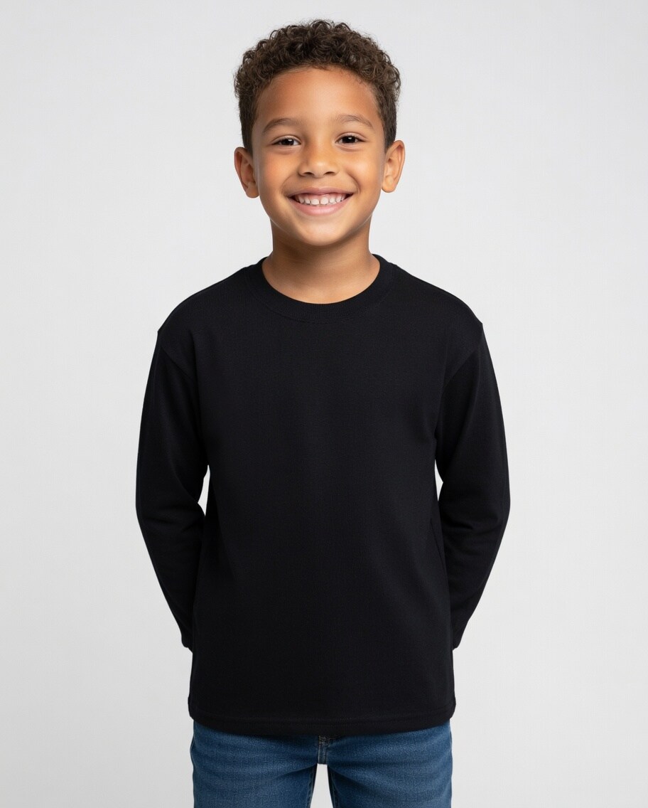 Gildan Heavy Cotton Youth Crew Neck Long Sleeve T-Shirt Kids Basic Tee for Everyday Wear